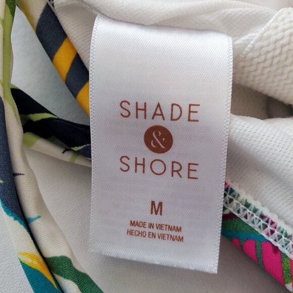 Shade & Shore Plunge Ring Detail One Piece Multi Tropical Print Swimsuit M - Picture 6 of 11